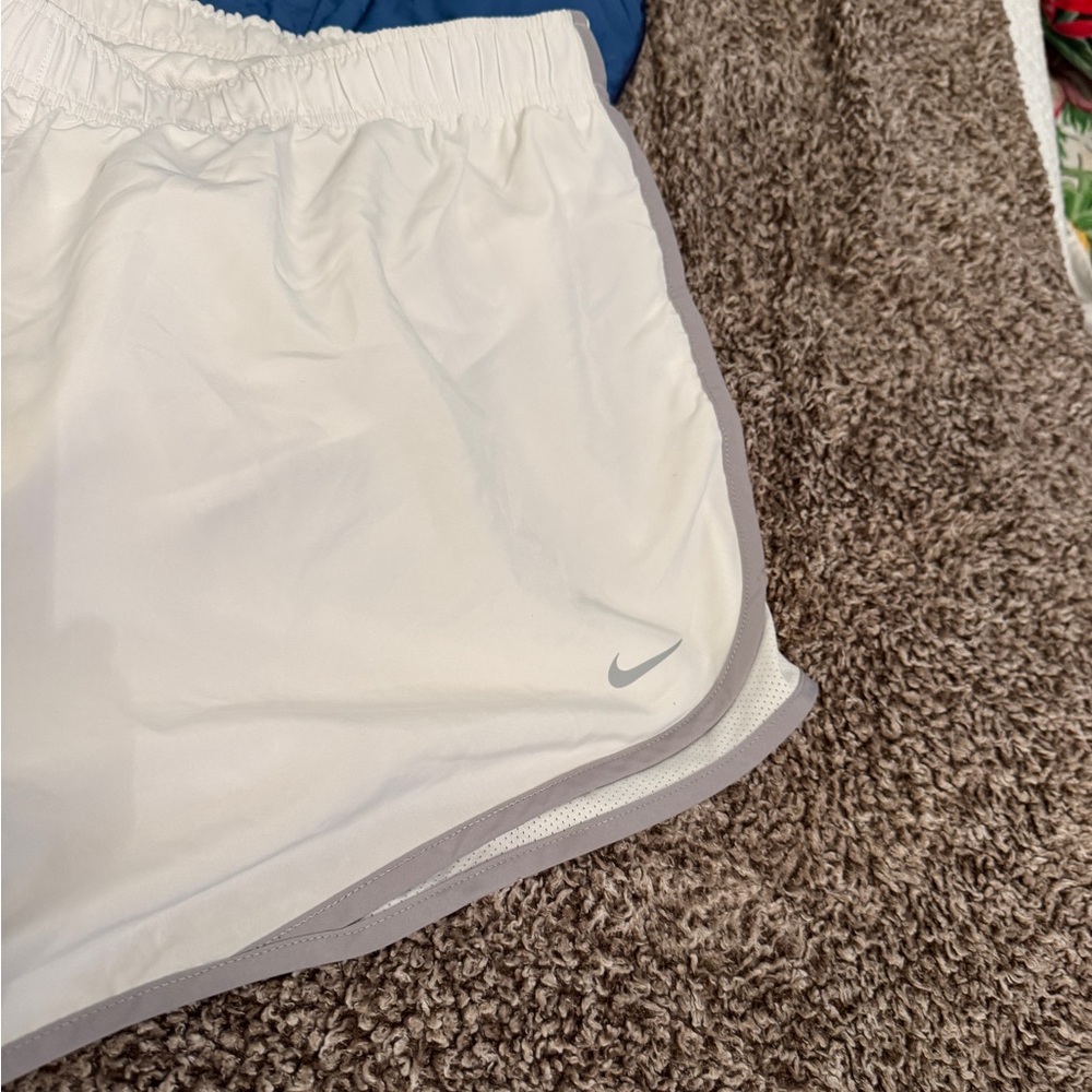Nike White Athletic Shorts with Gray Trim
